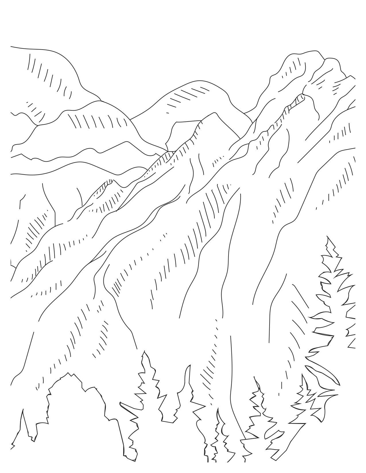 Mountain Peaks Coloring Pages | Nature's Beauty Unleashed