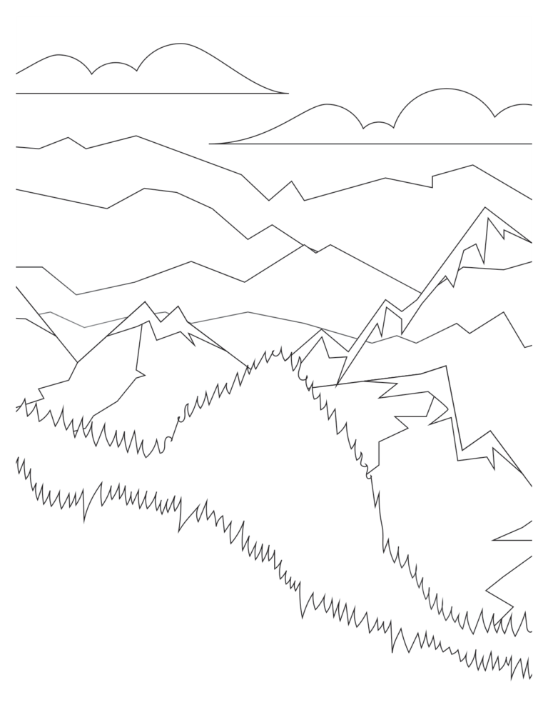 Mountain Peaks Coloring Pages | Nature's Beauty Unleashed