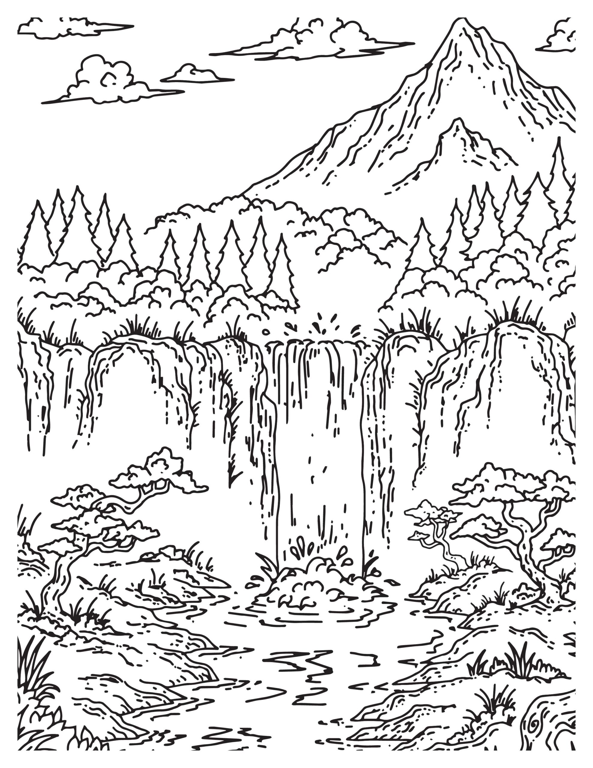 Waterfall Coloring Pages: Printable Scenes Of Natural Beauty