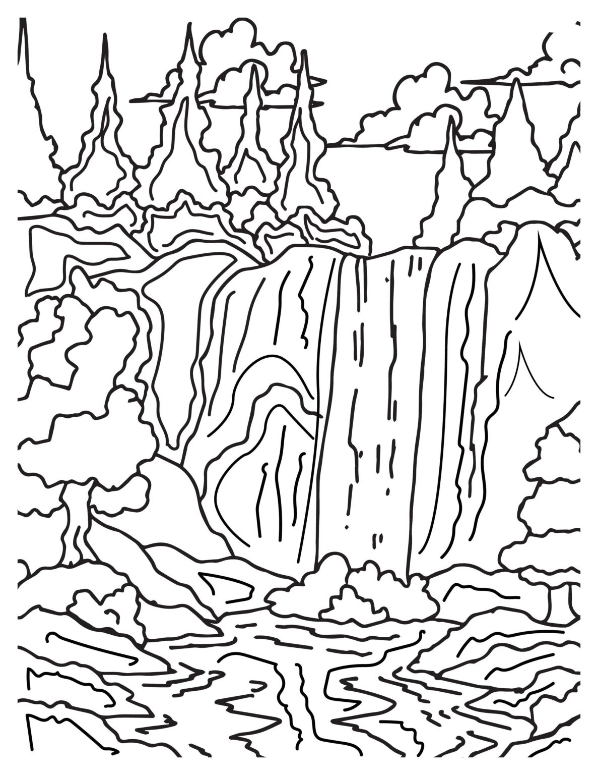 Waterfall Coloring Pages: Printable Scenes Of Natural Beauty