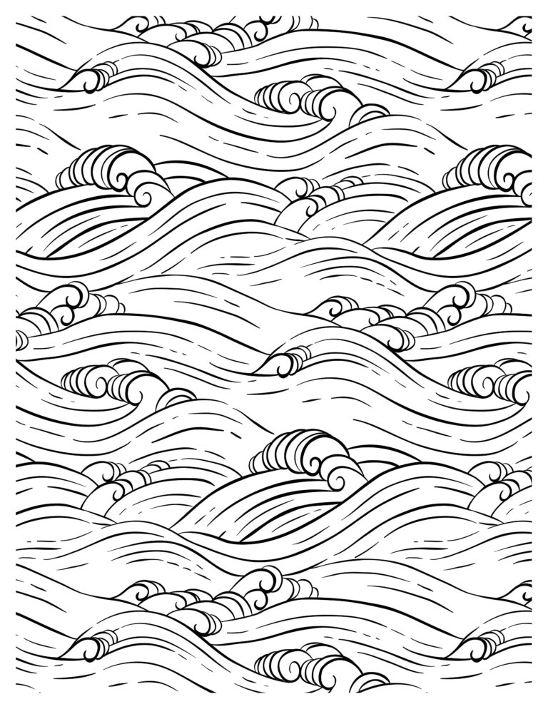 Ocean Waves Coloring Pages: Printable Seaside Serenity for Kids