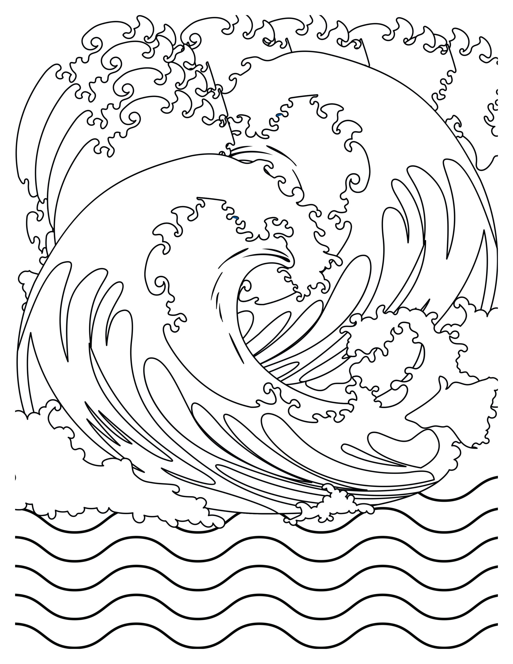Ocean Waves Coloring Pages Printable Seaside Serenity for Kids