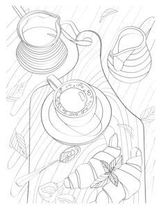 Coffee And Tea Time Coloring Pages | Relaxation in Every Stroke