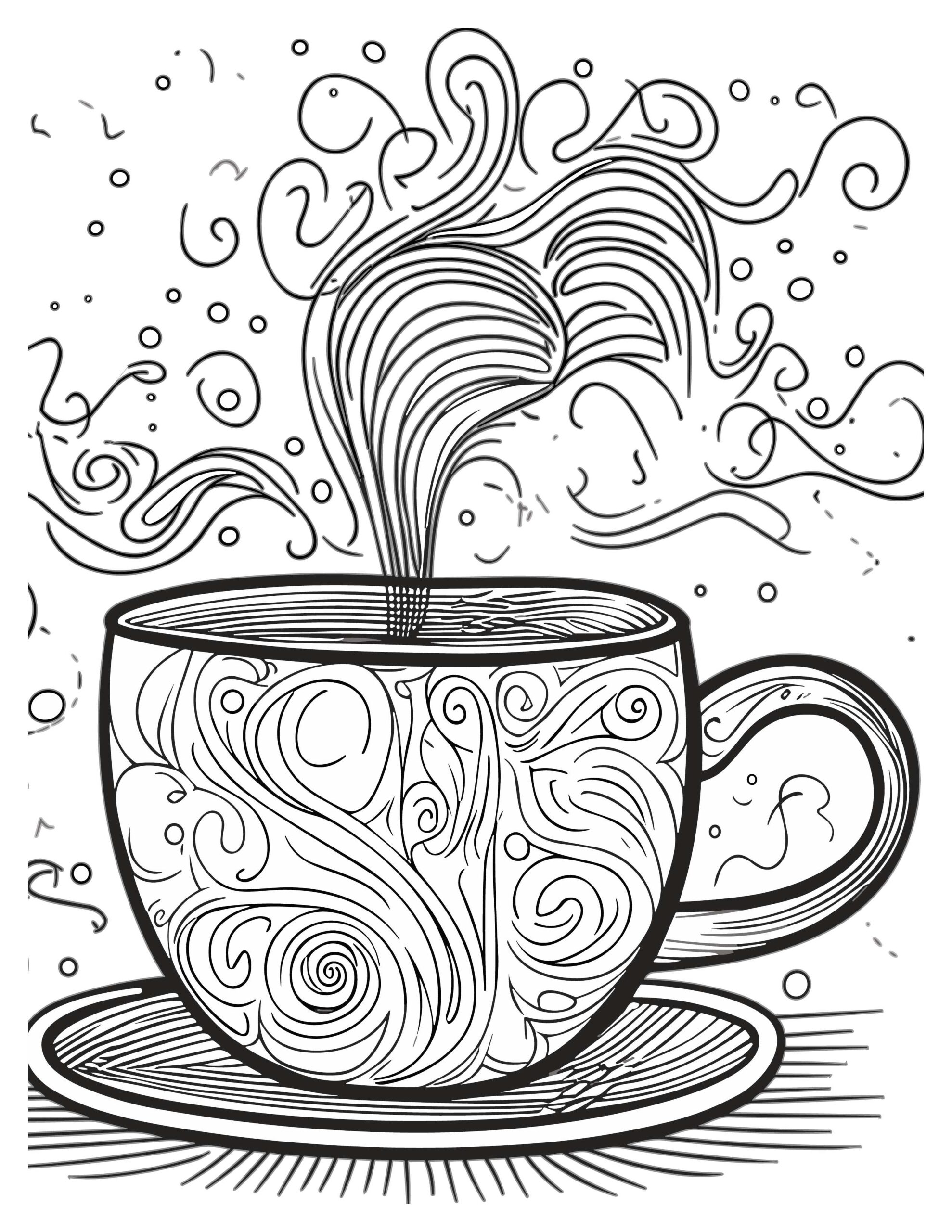 Coffee Bliss Coloring Pages: Printable Journeys For Relaxation