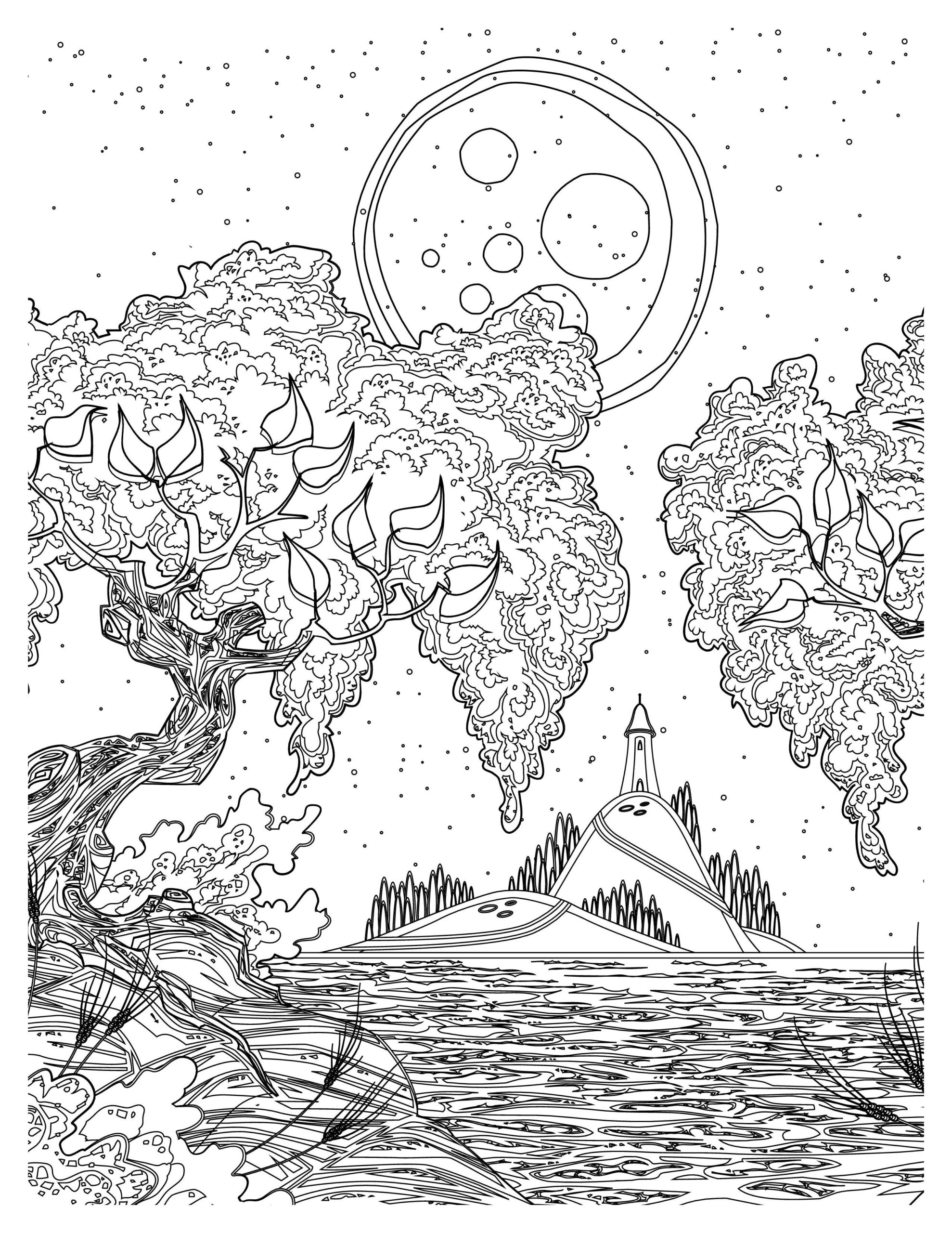 Moonlight Enchantment Coloring Pages: Magical Nightscapes