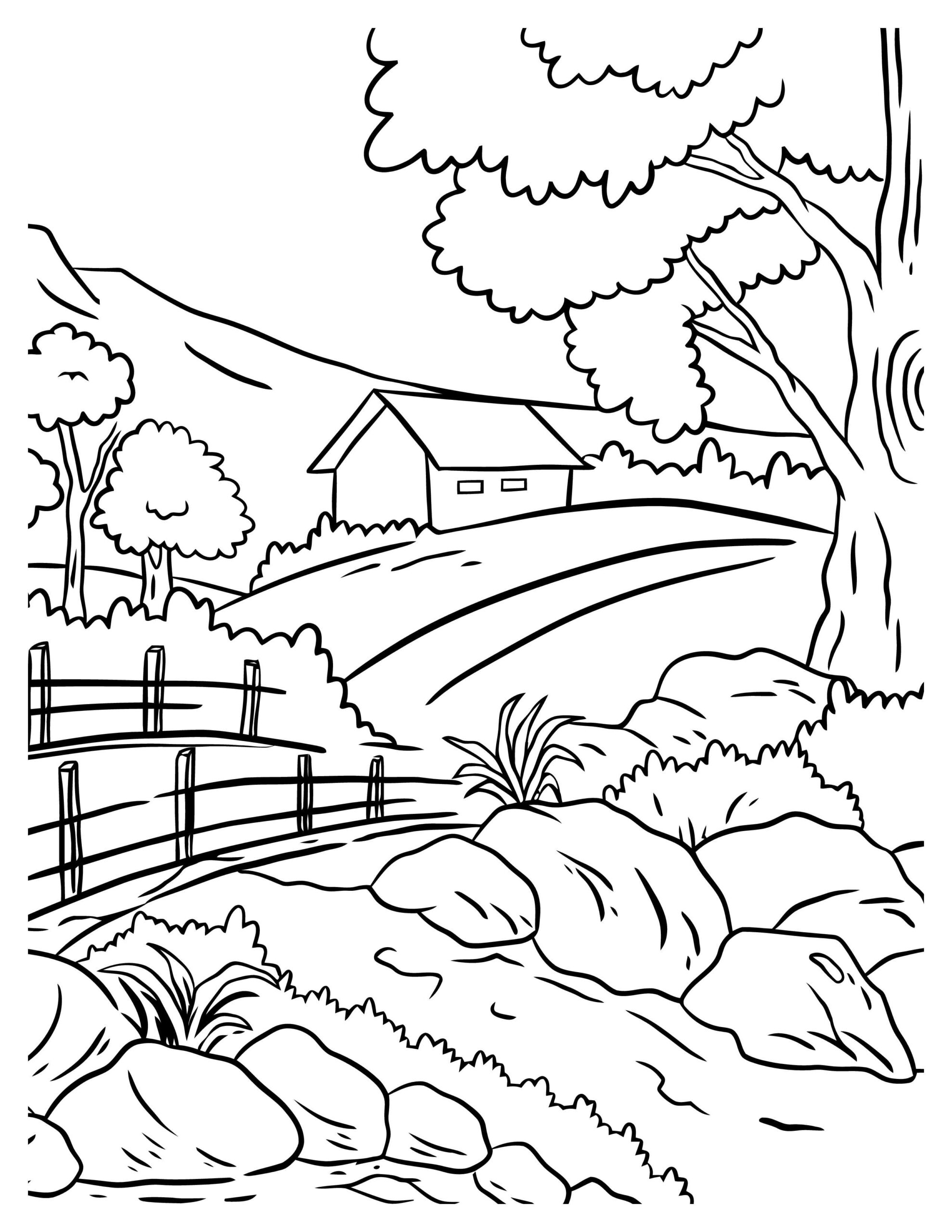 Countryside Coloring Pages: Rural Retreats For Relaxation