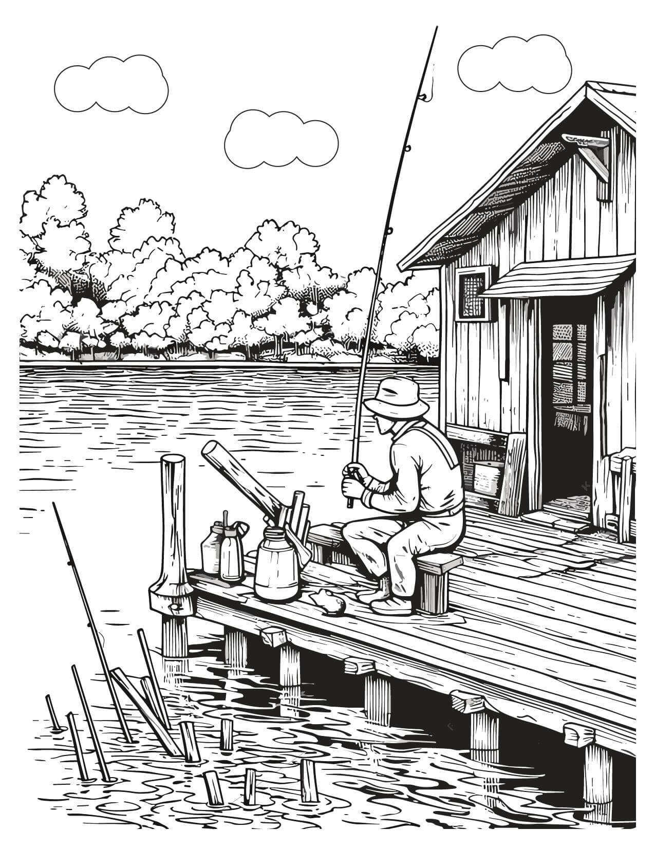 Fishing Coloring Pages Reel in Fun with Printable Designs