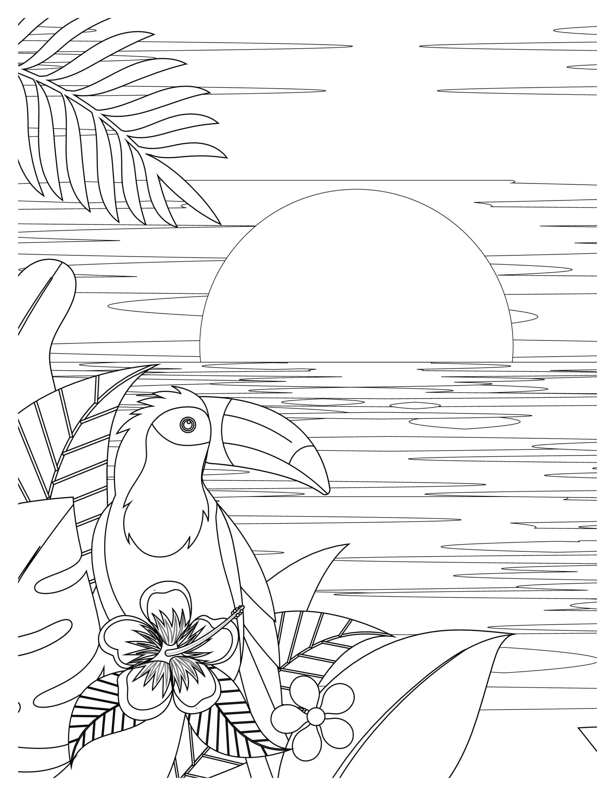 Tropical Paradise Coloring Pages: Dive into Serenity