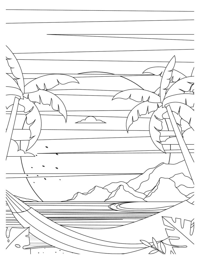 Tropical Paradise Coloring Pages: Dive into Serenity