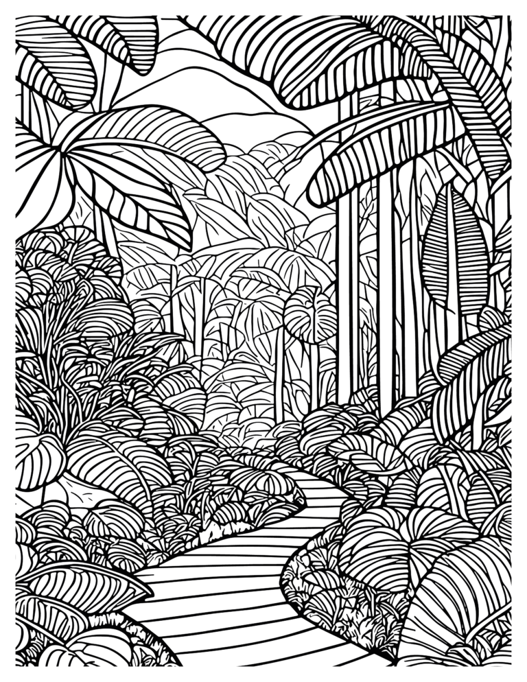 Vibrant Tropical Paradise Coloring Pages: Relaxing Island Escapes