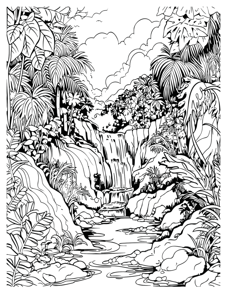 Vibrant Tropical Paradise Coloring Pages: Relaxing Island Escapes