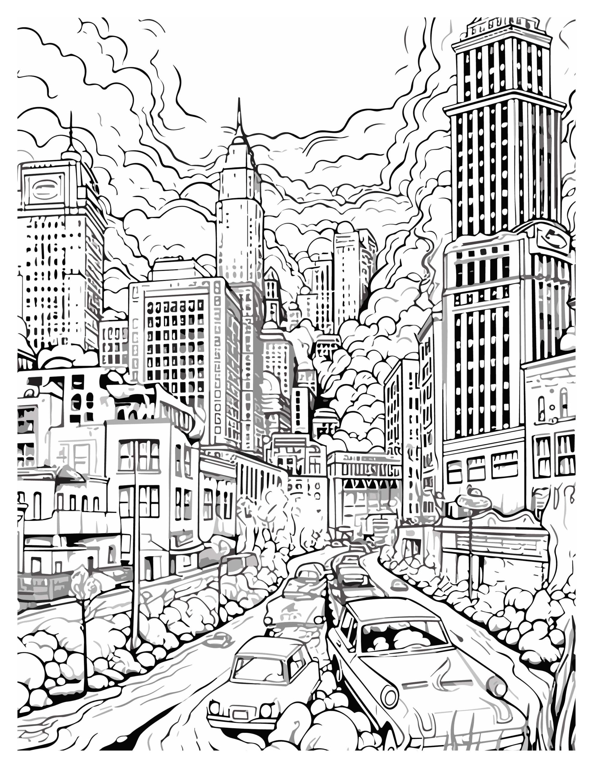 City Life Adventure Coloring Pages | Explore, Color, Create