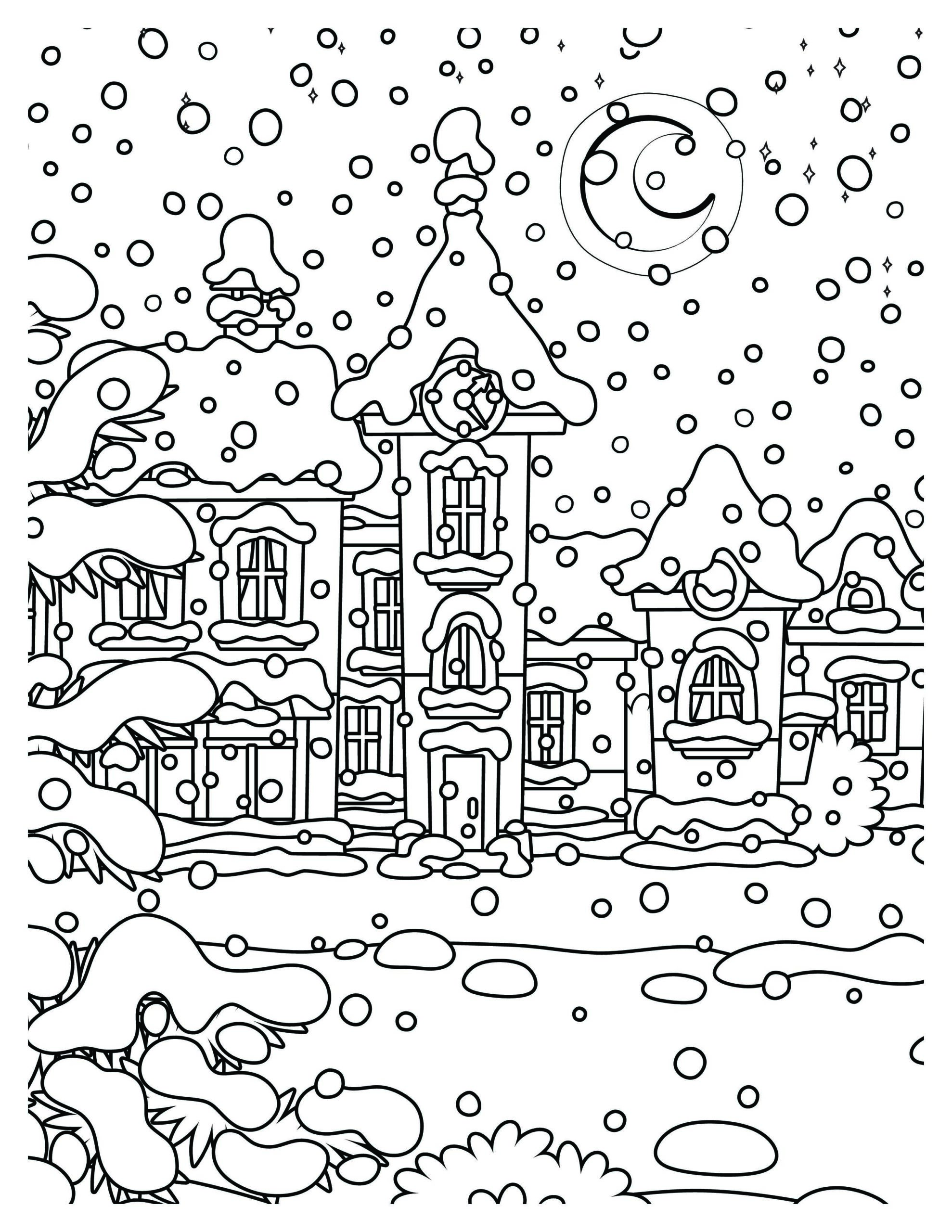 Tranquil Nightscape Coloring Pages | Escape into Serenity