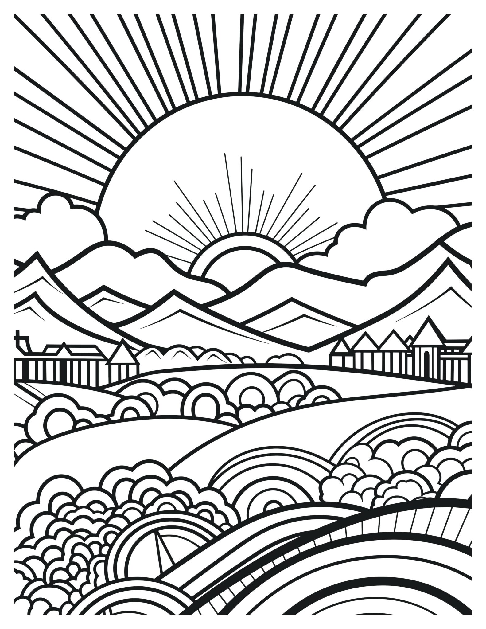 Dazzling Sunset Coloring Pages - Free Printable Art for Kids