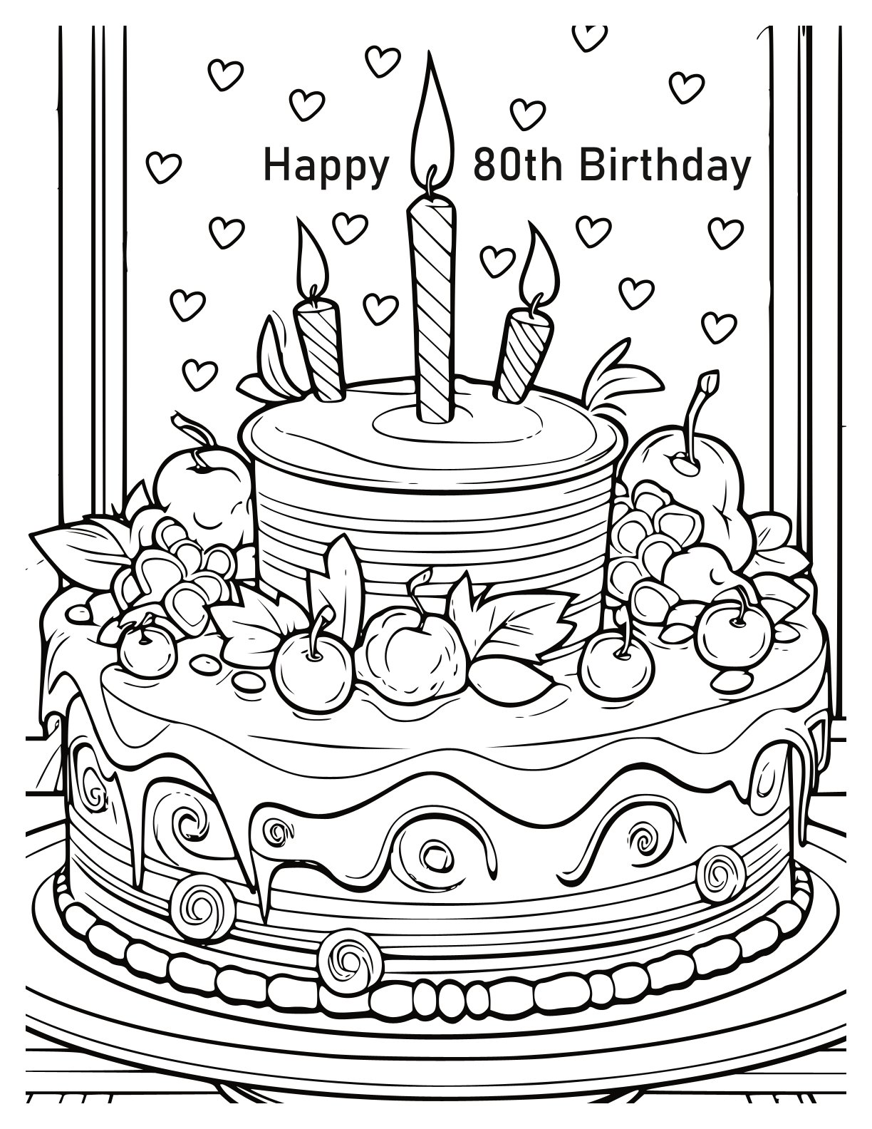 80th Birthday Coloring Pages for All Ages | Free Printables